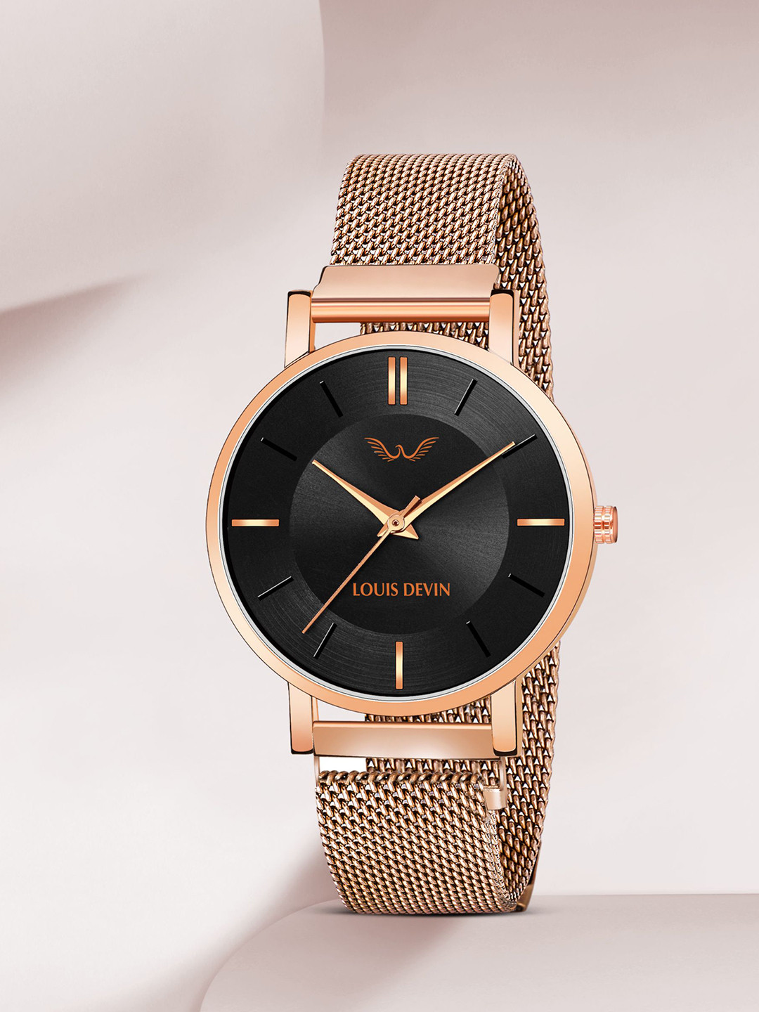 LOUIS DEVIN Women Brass Embellished Dial & Bracelet Style Straps Analogue Watch LD-RG137-BLK