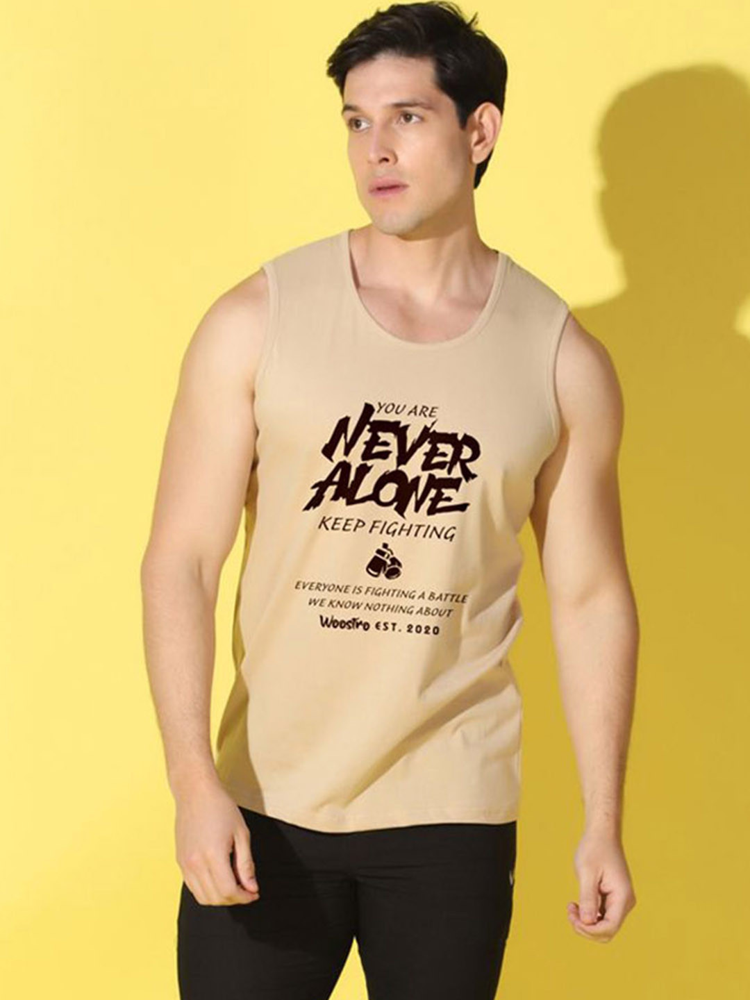 WOOSTRO Printed Gym Innerwear Vest VWS26 ALONE RUST
