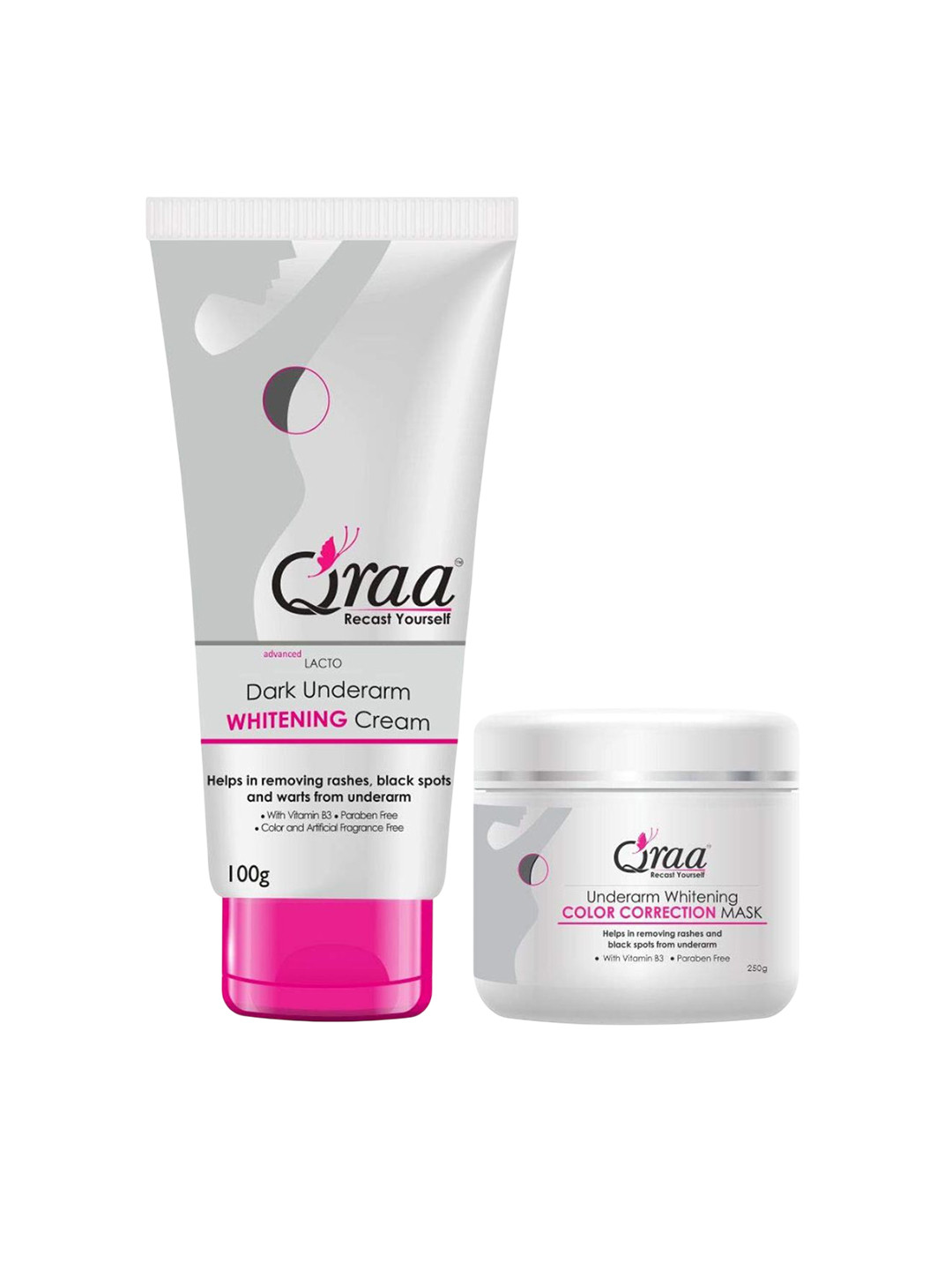 Qraa Set Of 2 Dark Underarm Whitening Cream- 100 g & Underarm Color Correction Mask- 250 g