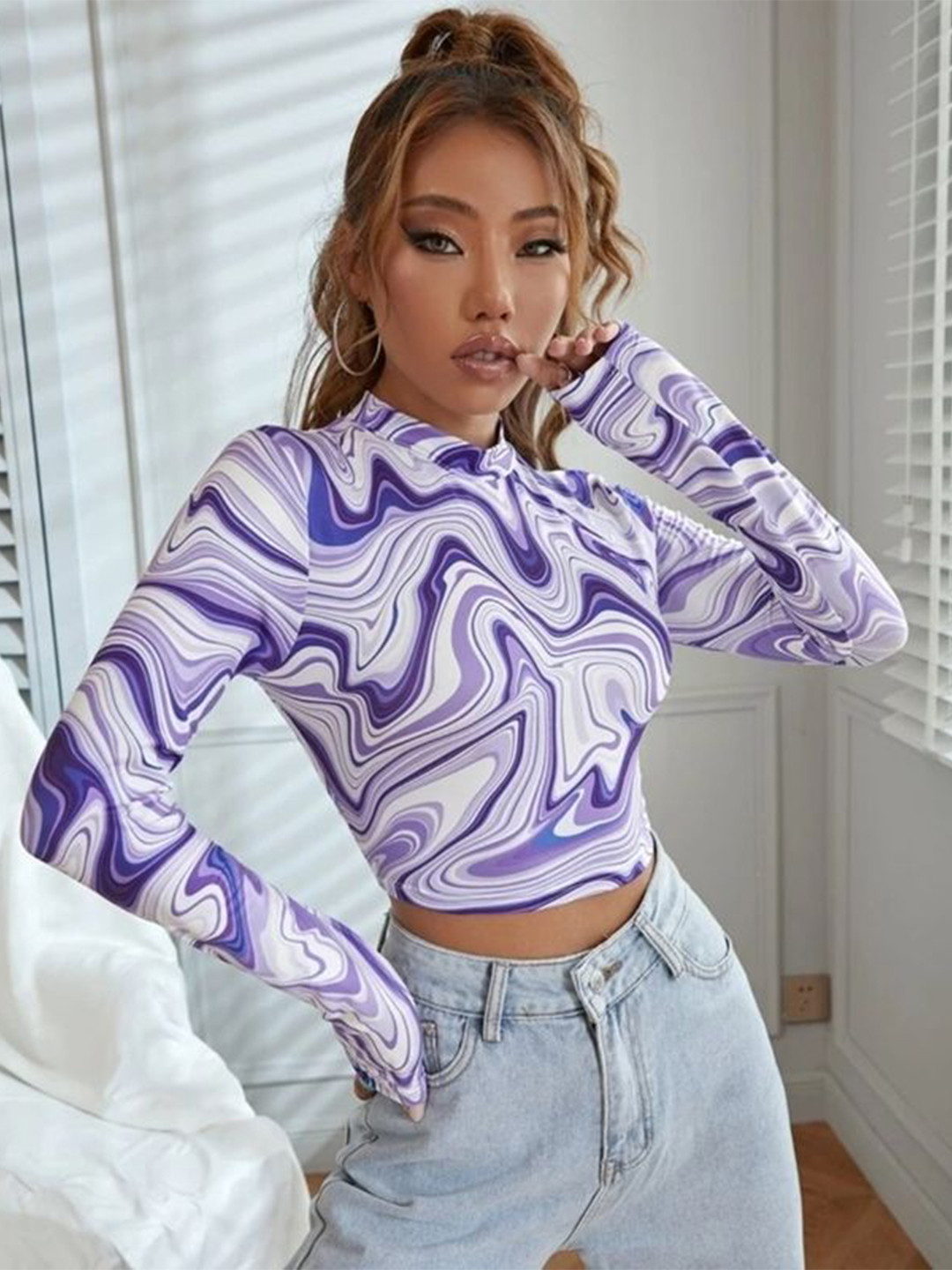 NiloBerry Shirt Style Crop Top