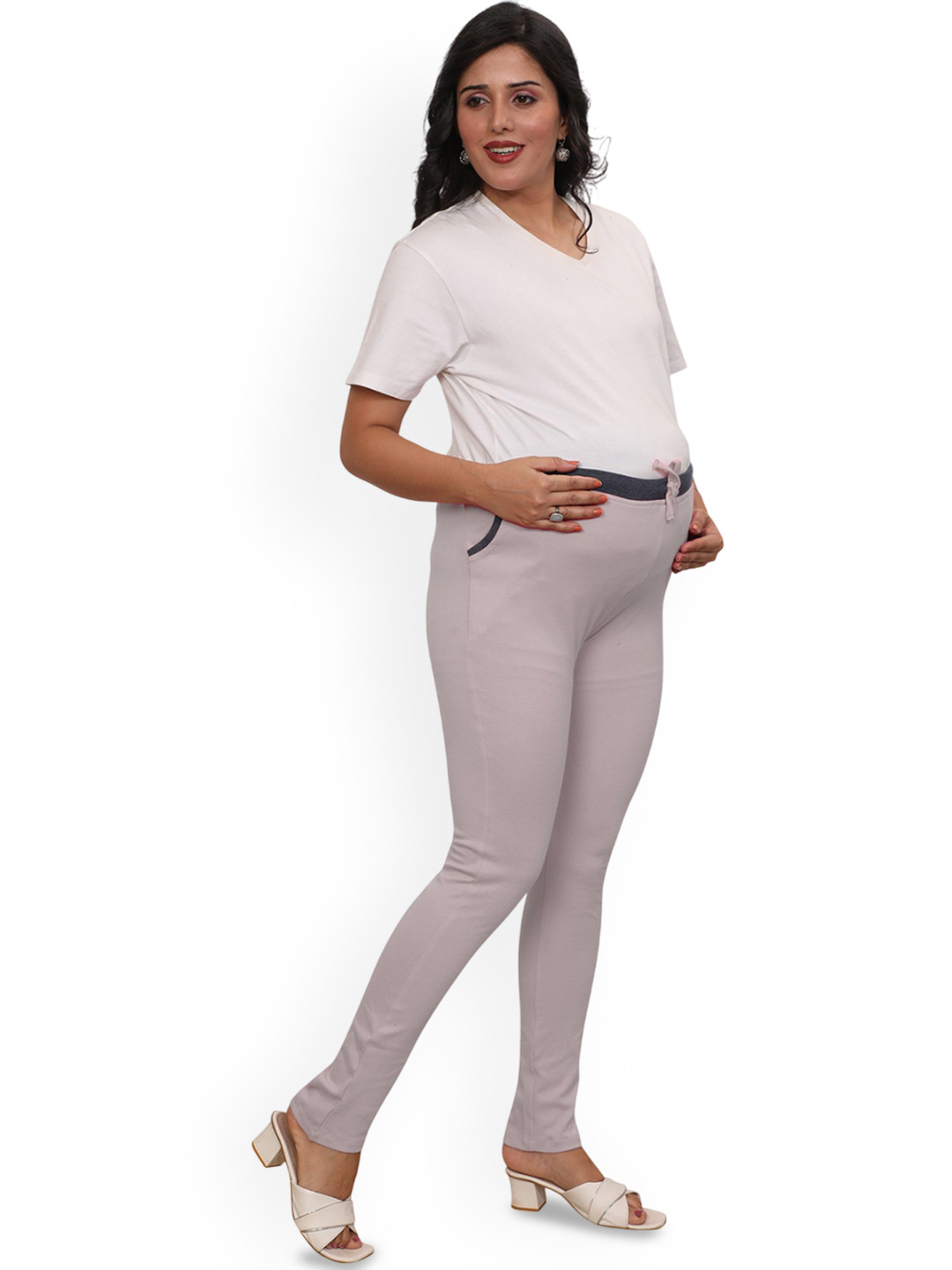mama & bebe Relaxed Fit High-Rise Cotton Maternity Track Pants
