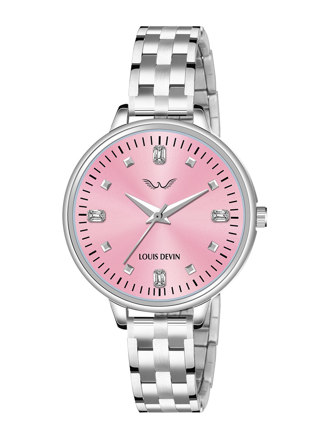 LOUIS DEVIN Women Brass Dial & Stainless Steel Straps Analogue Watch LD-L178-PNK-CH