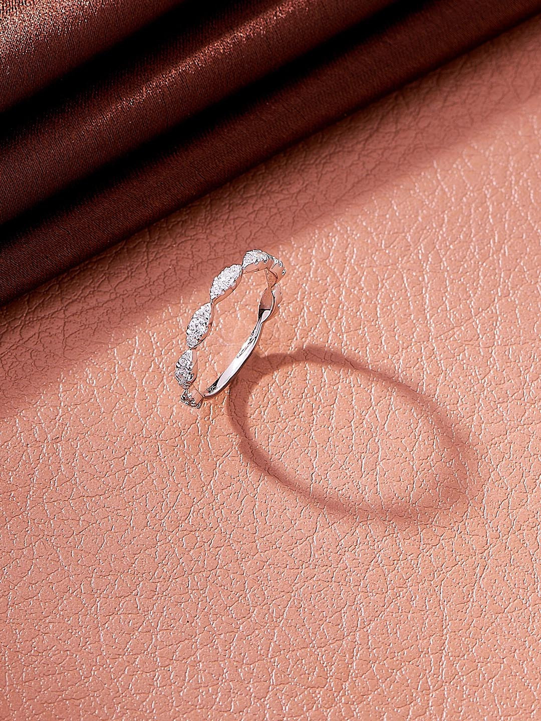 Nipura 925 Sterling Silver Rhodium-Plated CZ Studded Radiance Loop Stackable Finger Ring