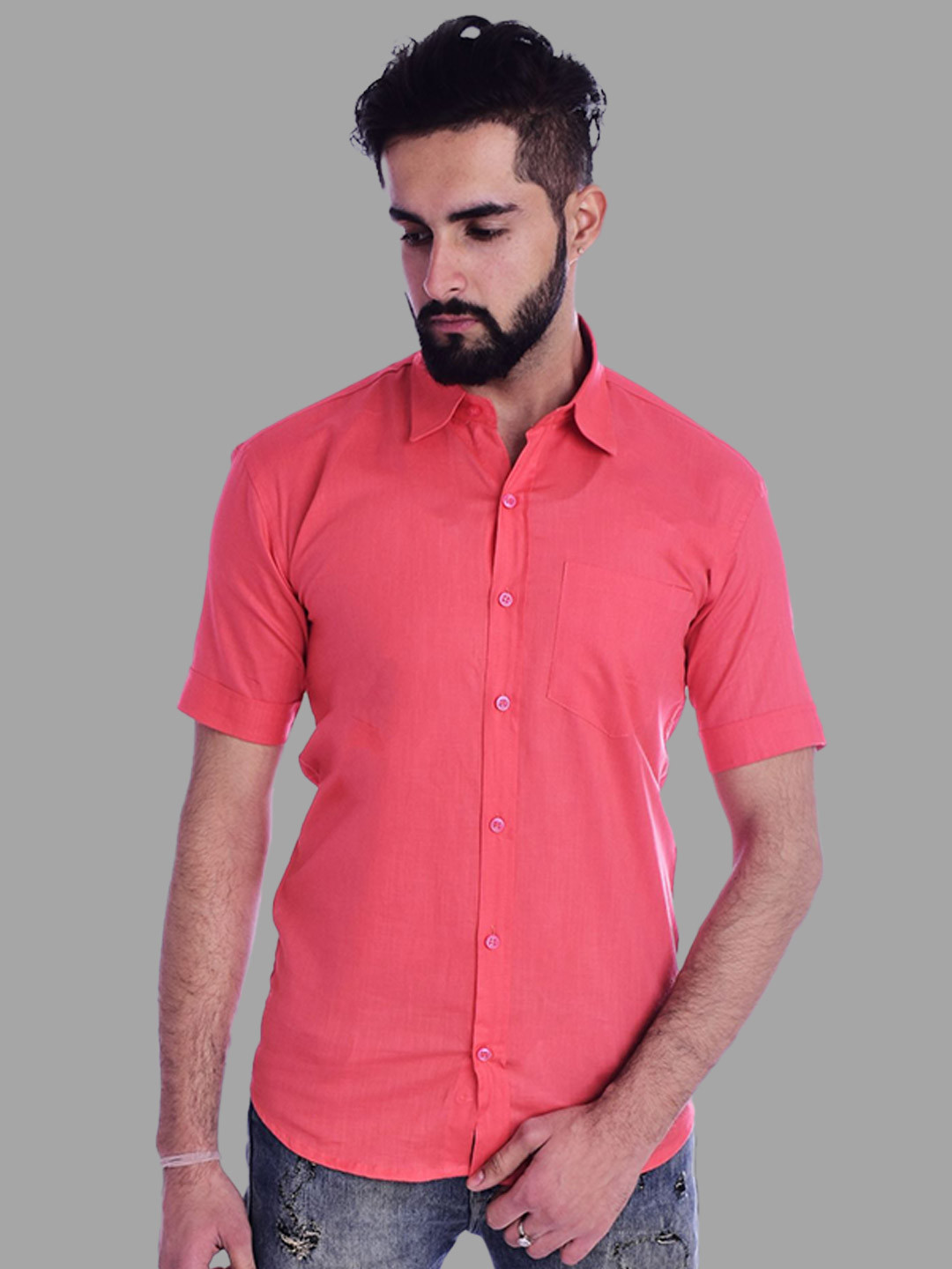 HANDICRAFT PALACE Men New Fit Solid Spread Collar Cotton Casual Shirt