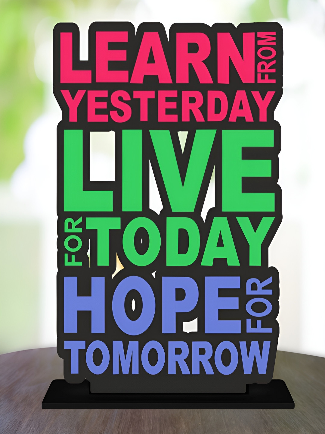 Phirki Studio Positive Quotes Red Wood Natural Home Office Small Showpiece - 5.9 Inches