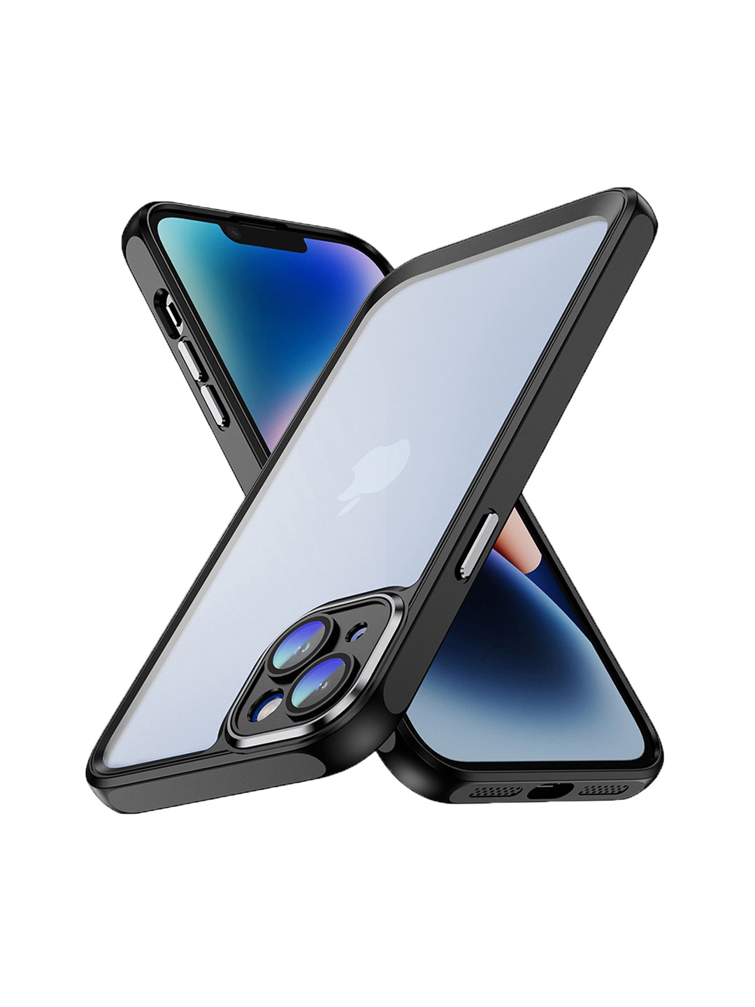 QRIOH iPhone 15 Black Hybrid Clear Case