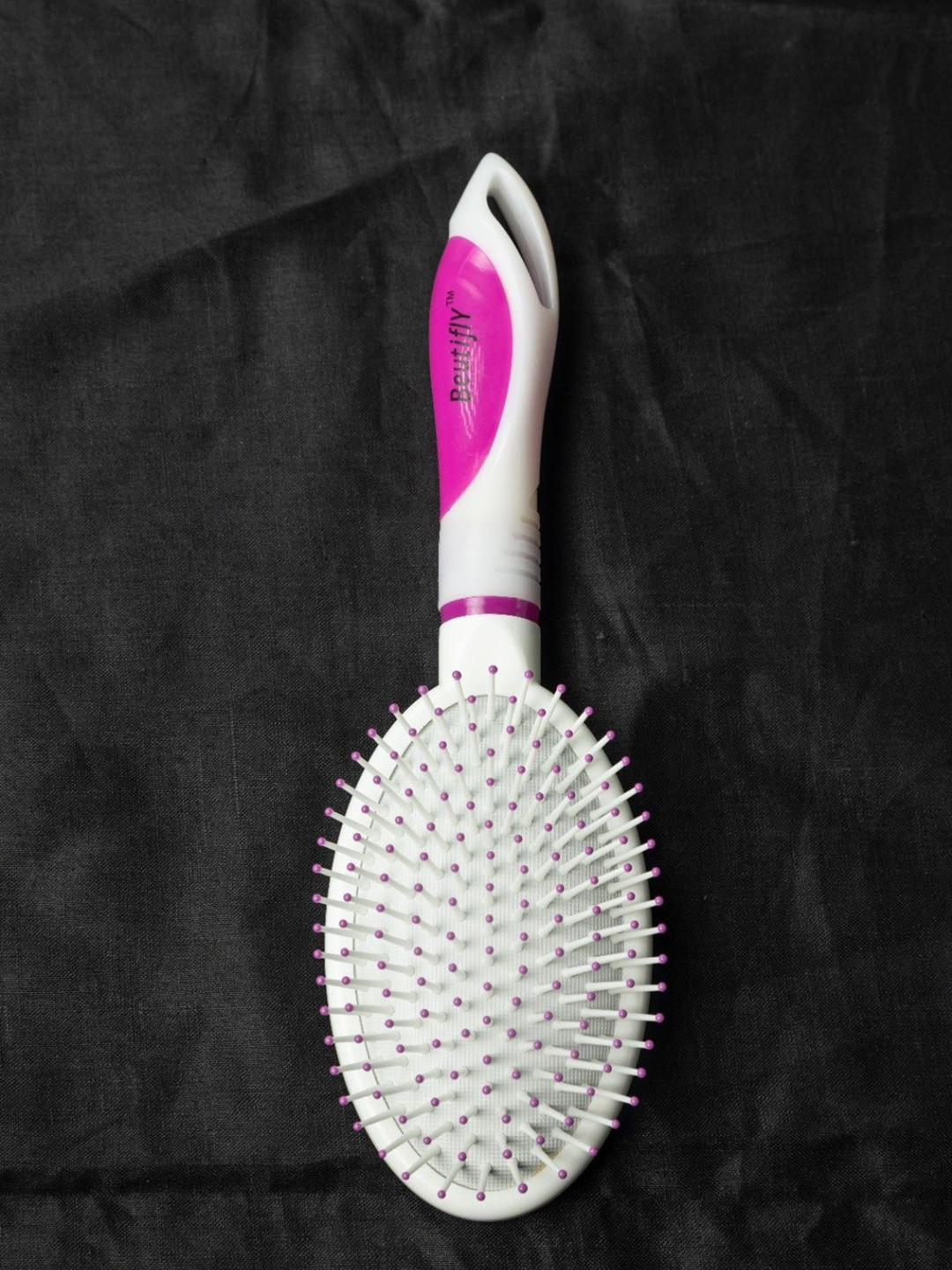 Beutifly Round Paddle Cushion Hairbrush - Pink & White