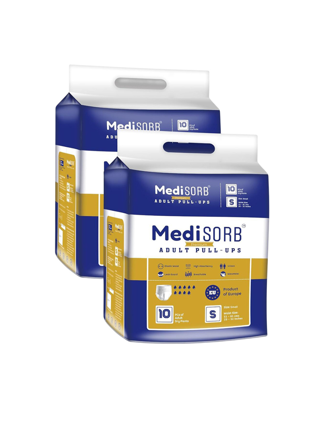 Medisorb Unisex Set Of 2 Adult Pull Ups Diapers - S 10Pcs Each