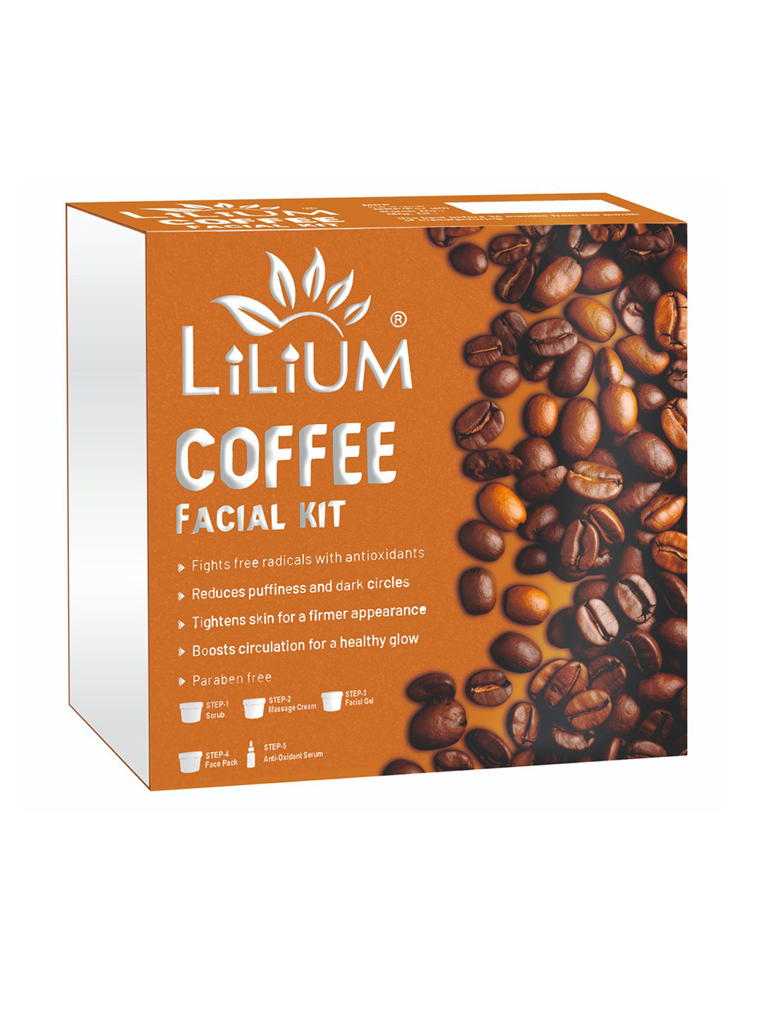 Lilium 6 Step Premium Advanced Formula Coffee Facial Kit For Skin Boost - 410 g