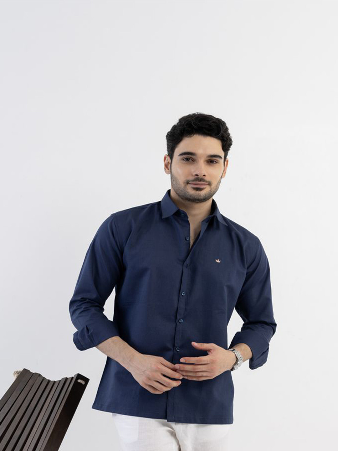 VELLURE Men's Conquest Linen Blend Full Sleeve Shirt