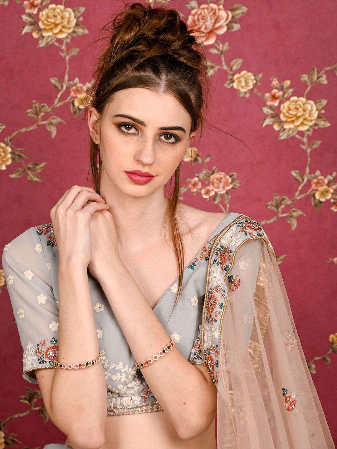 ODETTE Women Set Of 2 German Rose Gold Plated Imitation Bangles