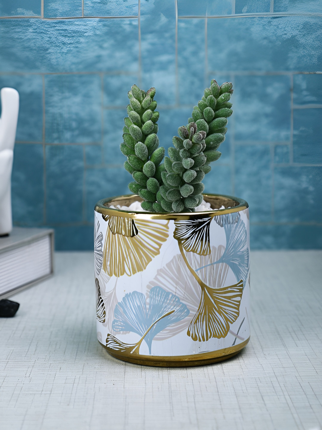 Myntra Elegant Homes White & Yellow Botanical Printed Artificial Flowers and Plants