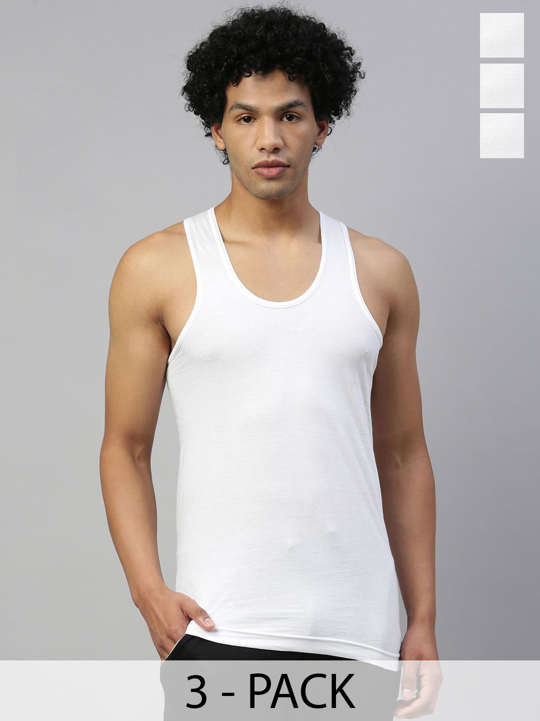 DIXCY SCOTT MAXIMUS Pack Of 3 Pure  Cotton Basic Vests N_MAXV01 ICON-VST-P3, WHITE