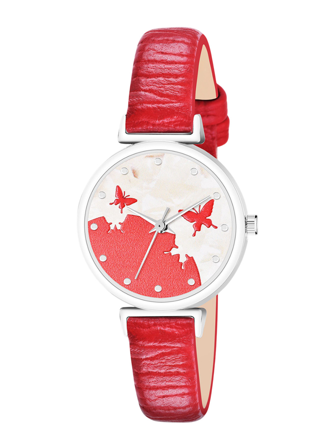 THE SHOPOHOLIC Dial & Leather Straps Analogue Watch AB64-RED