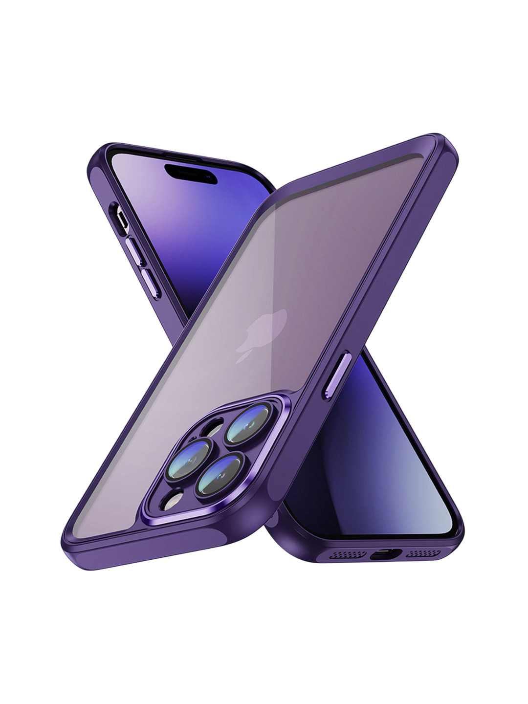 QRIOH iPhone 15 Pro Deep Purple Hybrid Clear Case