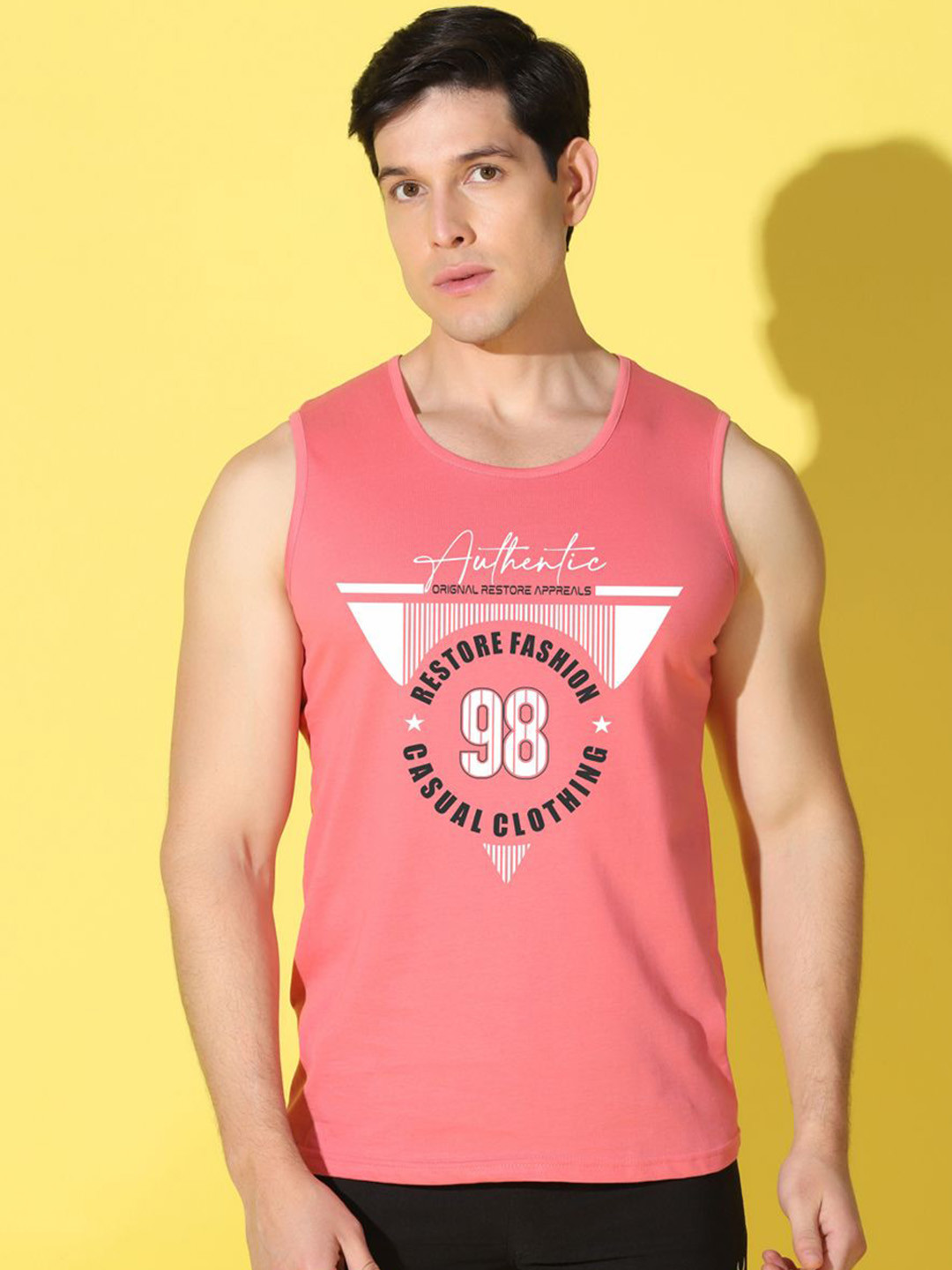 WOOSTRO Printed Gym Innerwear Vest VWS26 98 PEACH