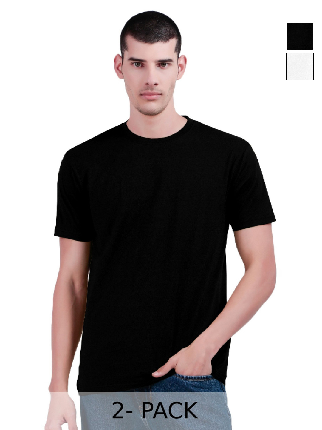 inner element Pack Of 2 Pure Cotton Round Neck Abzorb T-shirts