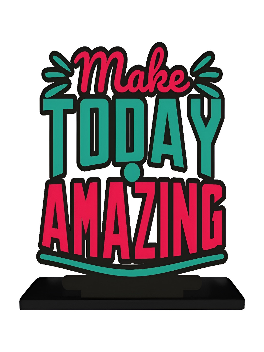 Phirki Studio Make Today Amazing Positive Quotes Black Wood Natural Living Room Small Showpiece - 5.9 Inches
