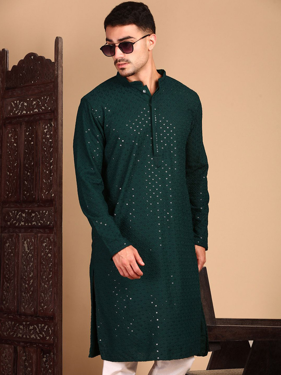 House of Pataudi Shimmering Sequin Exquisite Chikankari Work Kurtas
