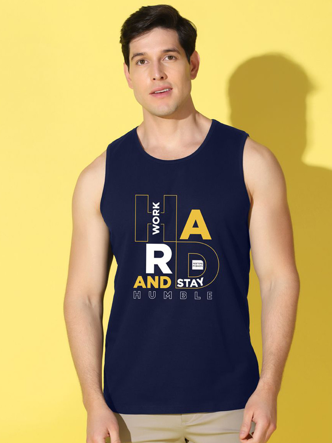 WOOSTRO Printed Gym Innerwear Vest VWS26 HARD NAVY