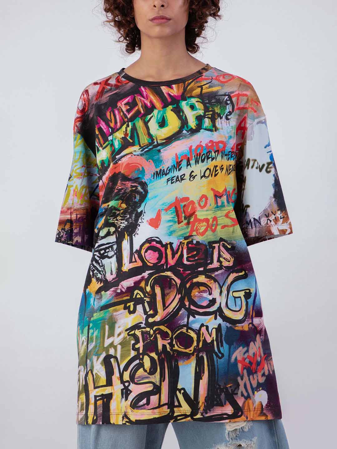 HUEMN Love Is A Dog From Hell Graffiti T-Shirt