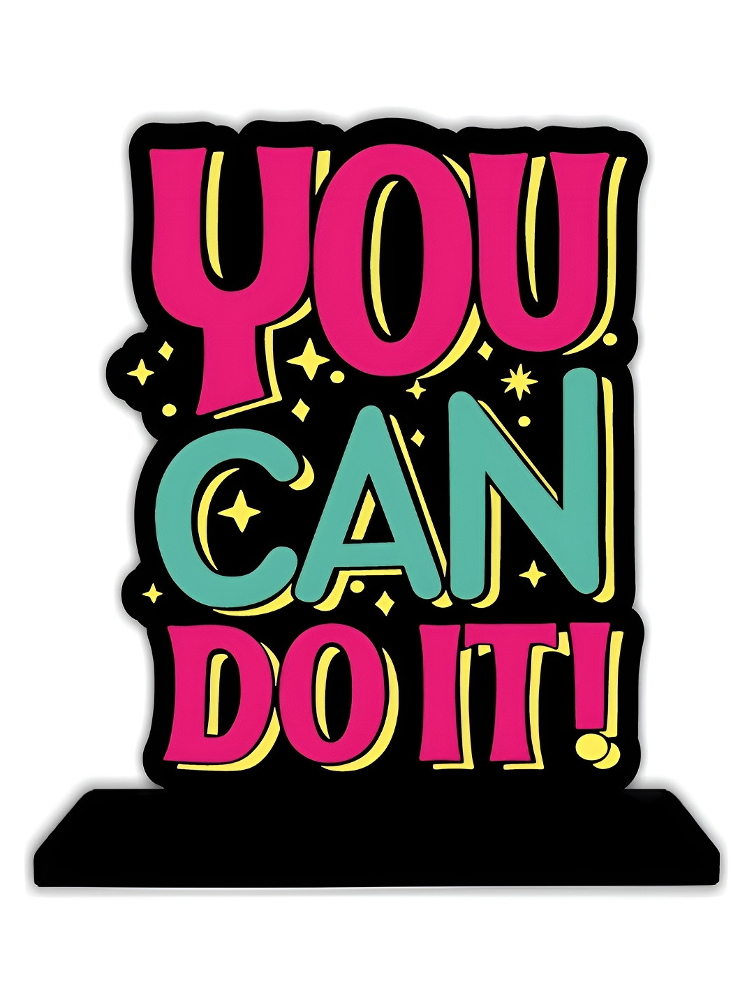 Phirki Studio You Can DO It Black Wood Natural Living Room Medium Showpiece - 5.3 Inches