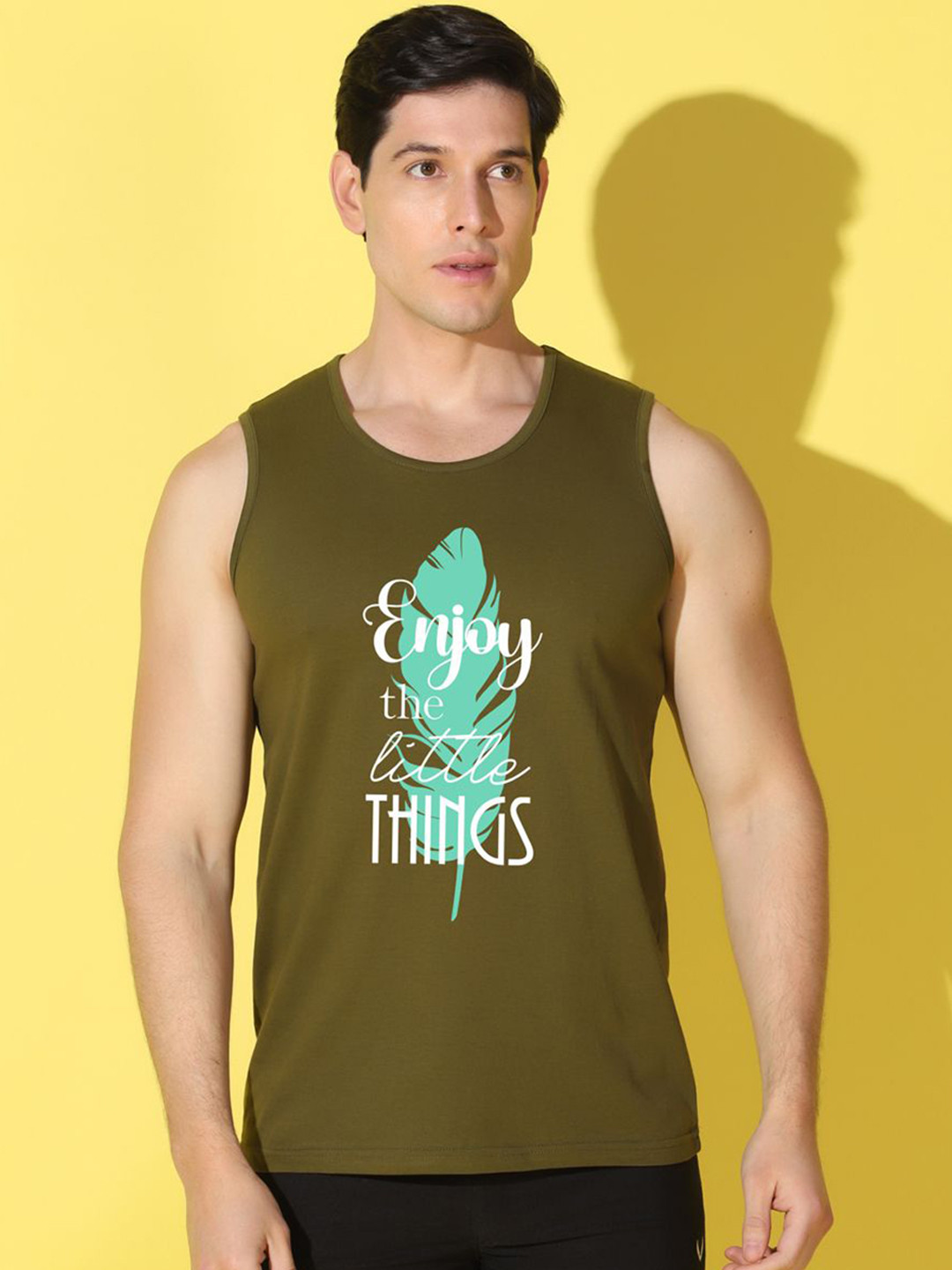 WOOSTRO Printed Gym Innerwear Vest VWS26 ENJOY OLIVE