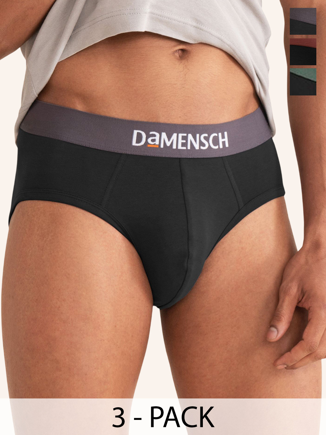 DAMENSCH Pack Of 3 Low Rise Anti Odor Stretchable Basic Briefs BR1089-MX2331