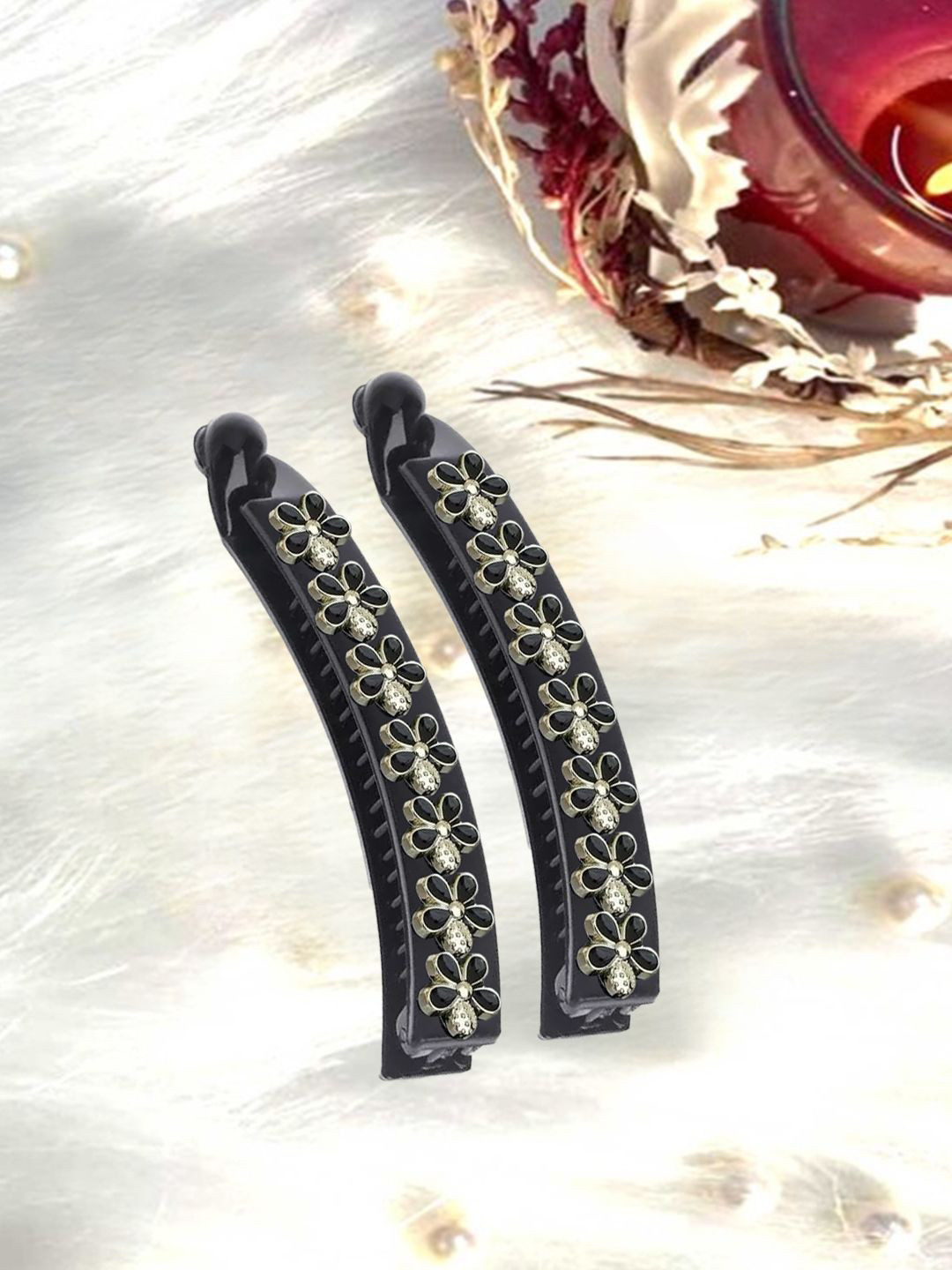 LYKAA Set of 1 Stylish Peacock Flower Ponytail Clips Color may Vary