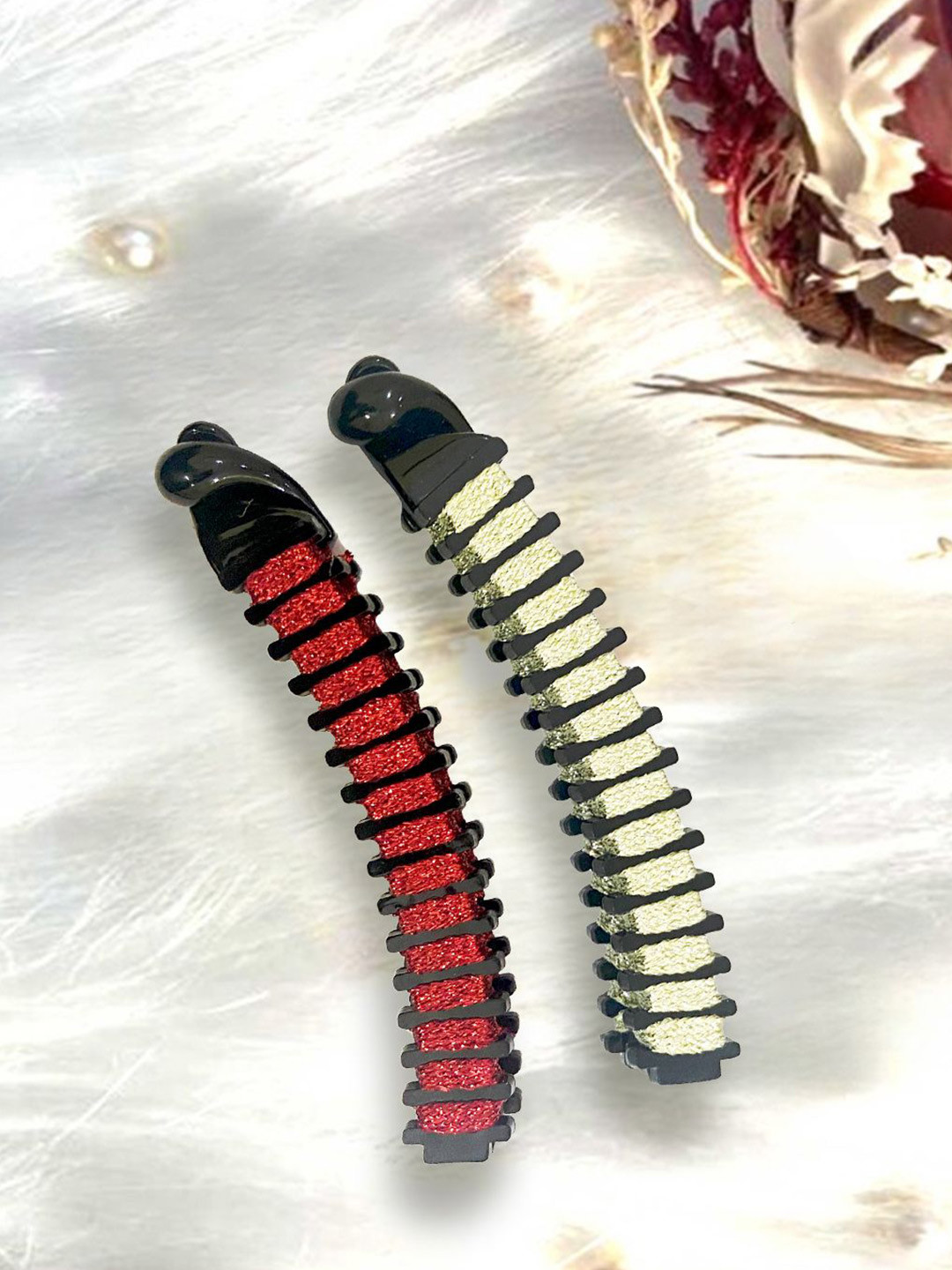 LYKAA Set of 2 Assorted Colour Stylish Acrylic Banana Clips