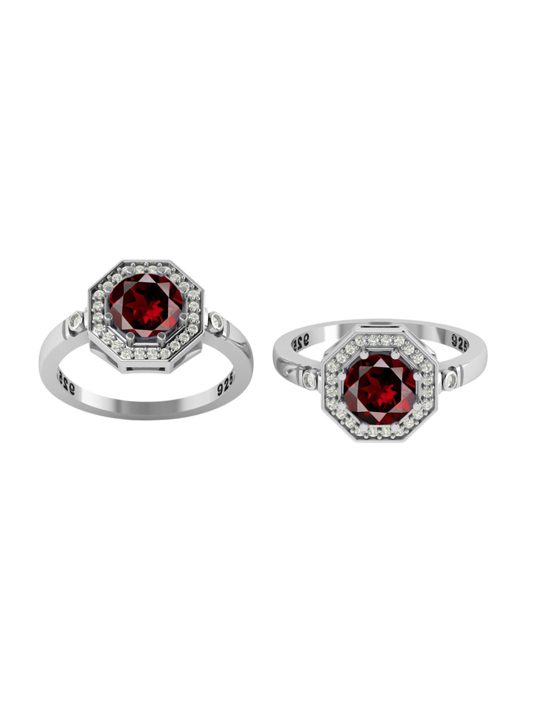 LMDPRAJAPATIS 925 Sterling Silver Plated Garnet Gemstone Finger Ring