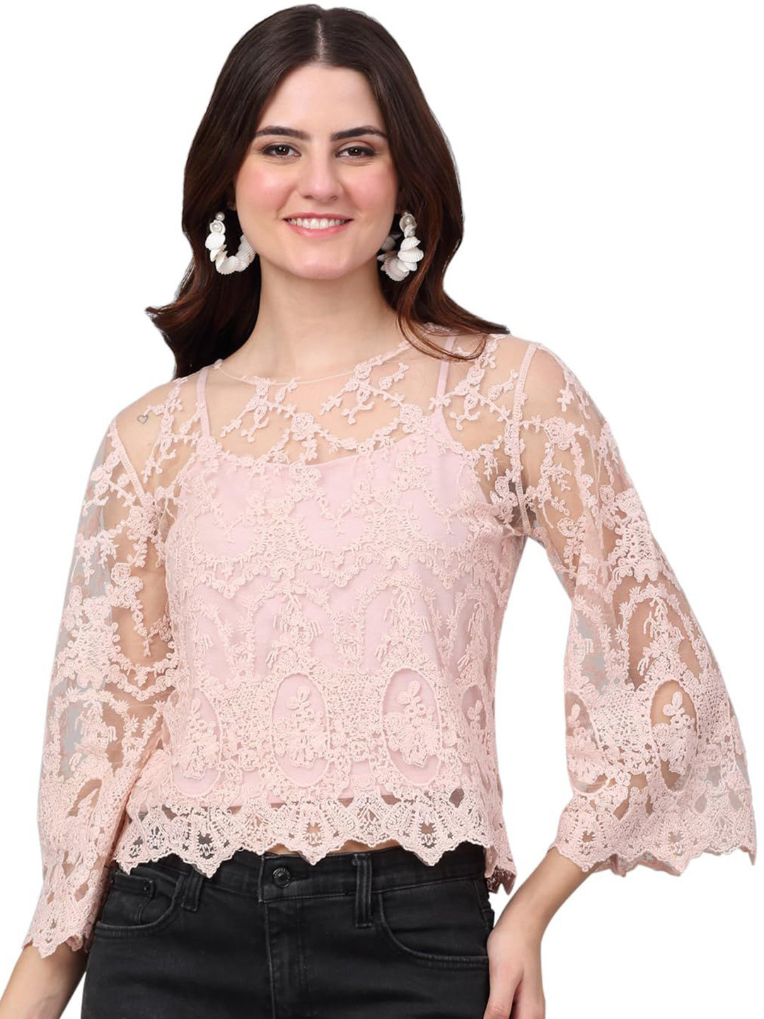SZN Embroidered Lace Top with Camisole