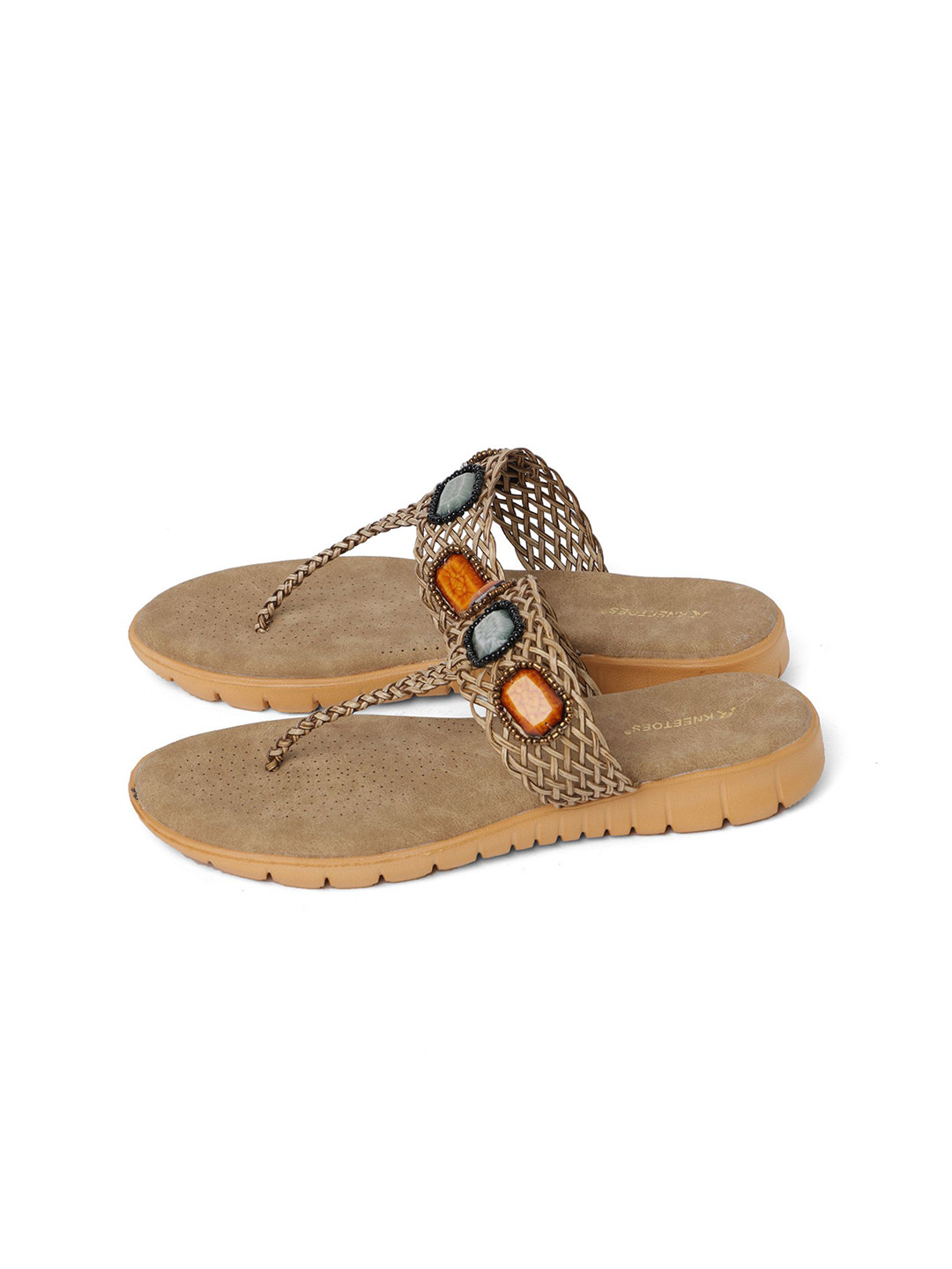 Kneetoes Women Bold Gem-Studded T-Strap Sandals