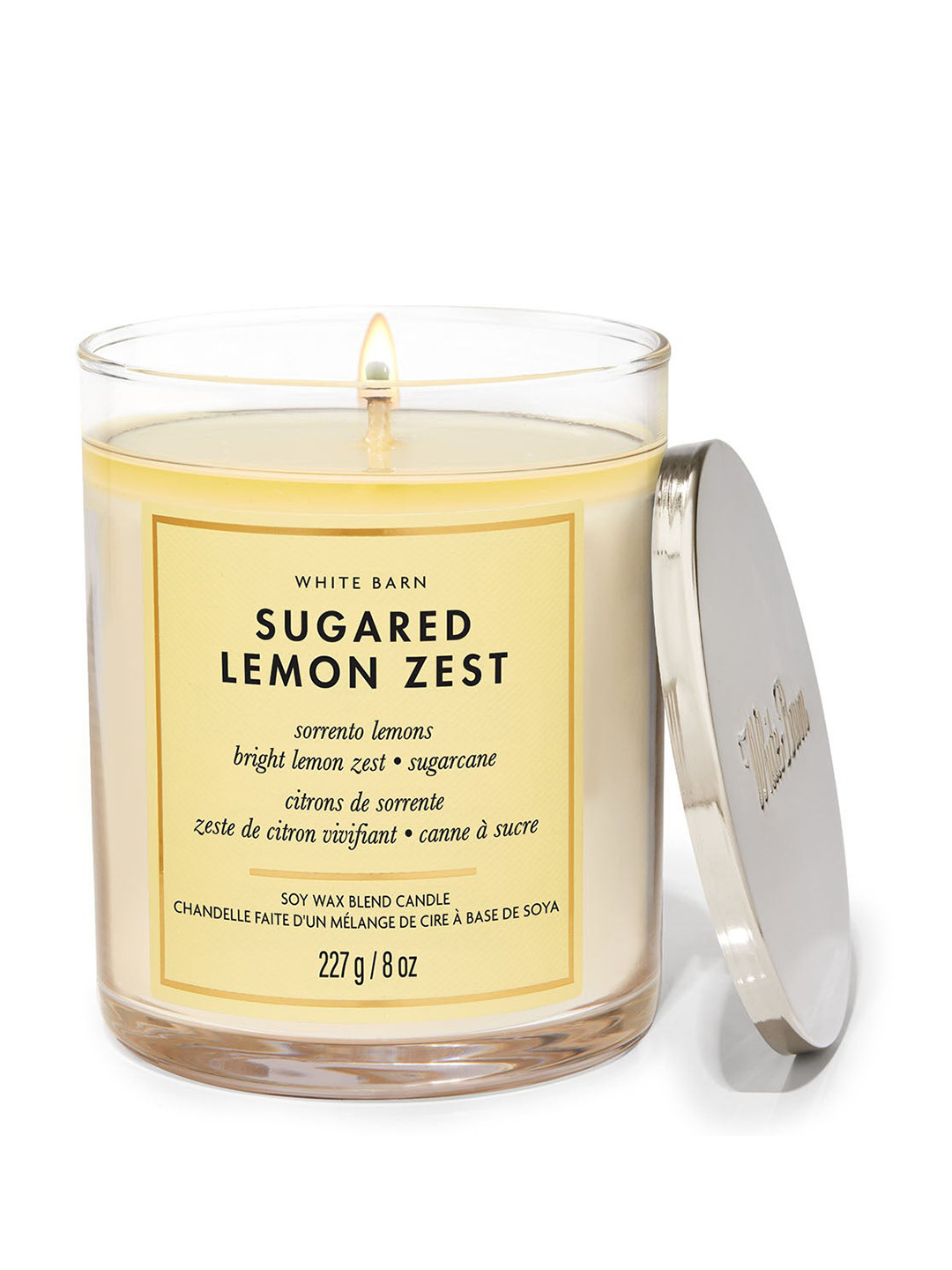 Bath & Body Works Sugared Lemon Zest Scented 1 Wick Solid Geometric Regular Jar Candles