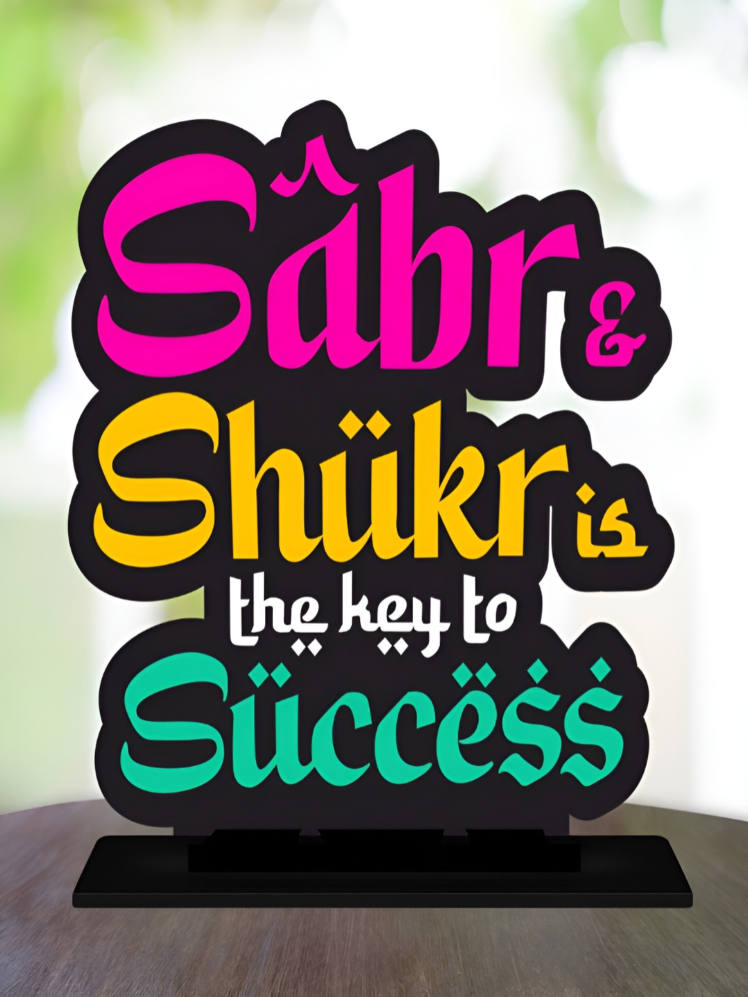 Phirki Studio Positive Quotes Green Wood Natural Living Room Small Showpiece - 5.5 Inches