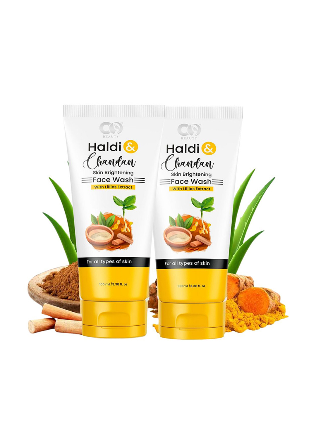 CO BEAUTY Set Of 2 Haldi & Chandan Skin Brightening Face Wash - 100 ml Each