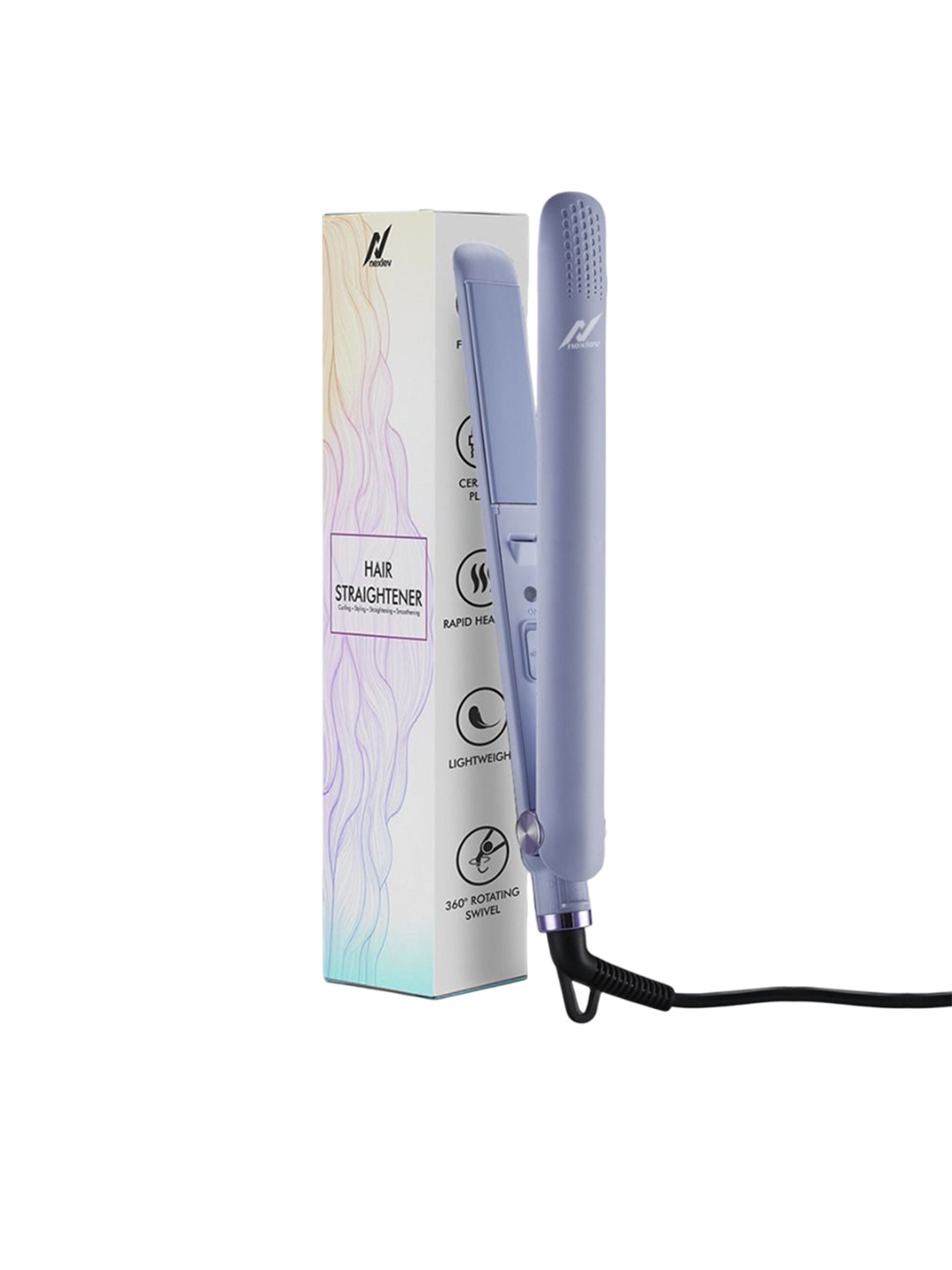 NexLev HS-02 2 in 1Hair Styling Straightener & Curler - Purple