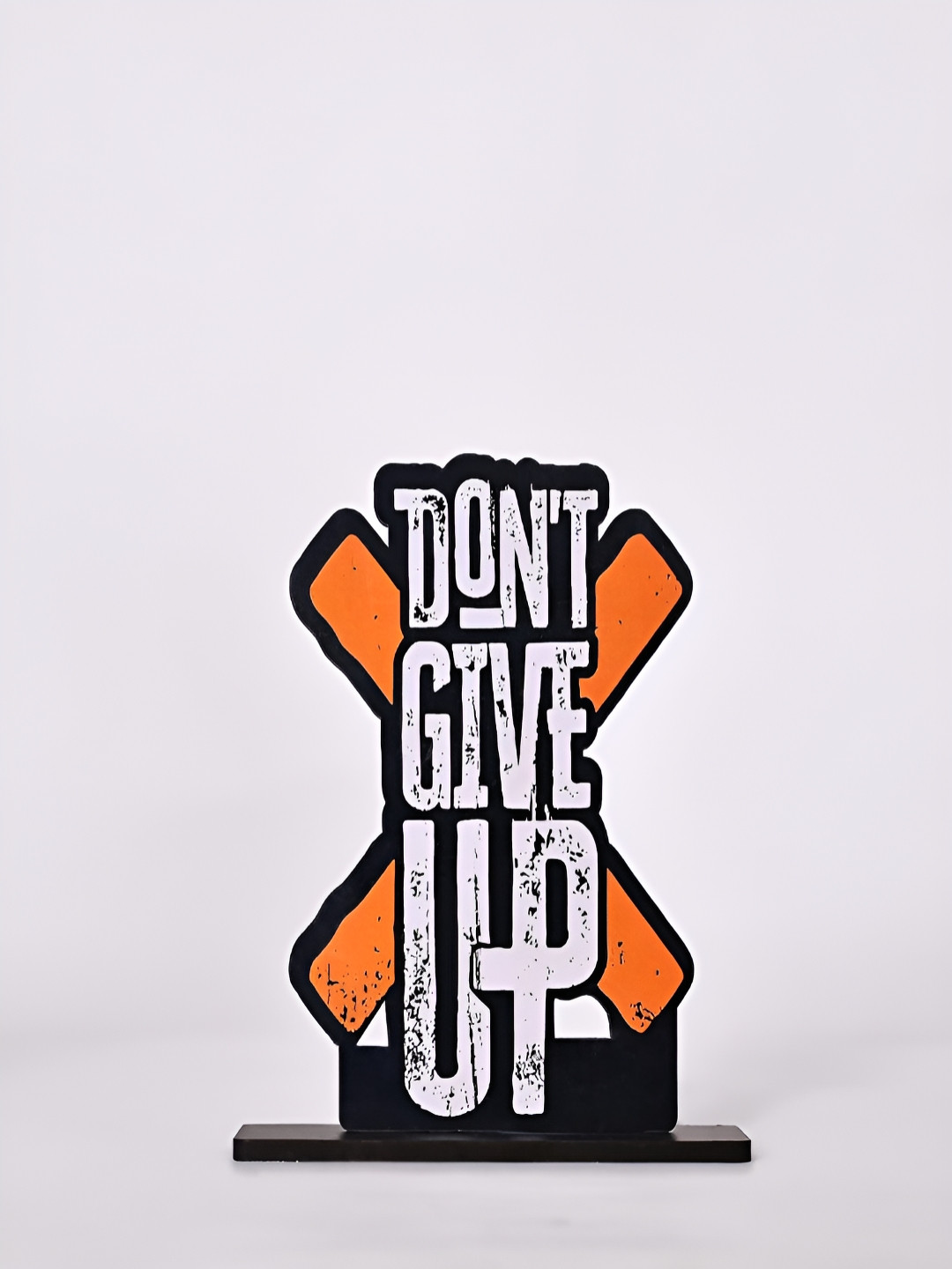 Phirki Studio Don't Give Up Black Wood Natural Living Room Large Showpiece - 7.1 Inches