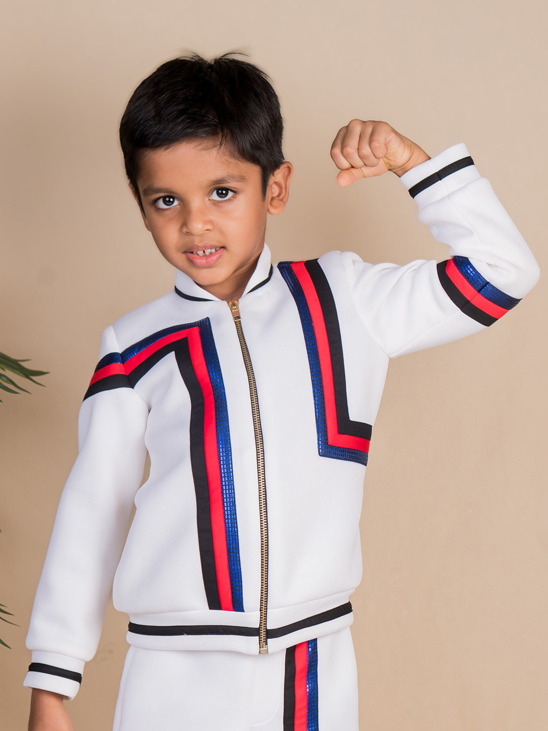 TOPLOVE Boys Striped Patchwork Bomber Jacket Set