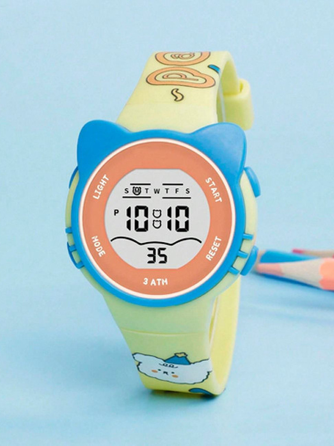 Otage Unisex Kids Printed Dial & Textured Straps Digital Watch 2206LK CAT-Yellow1