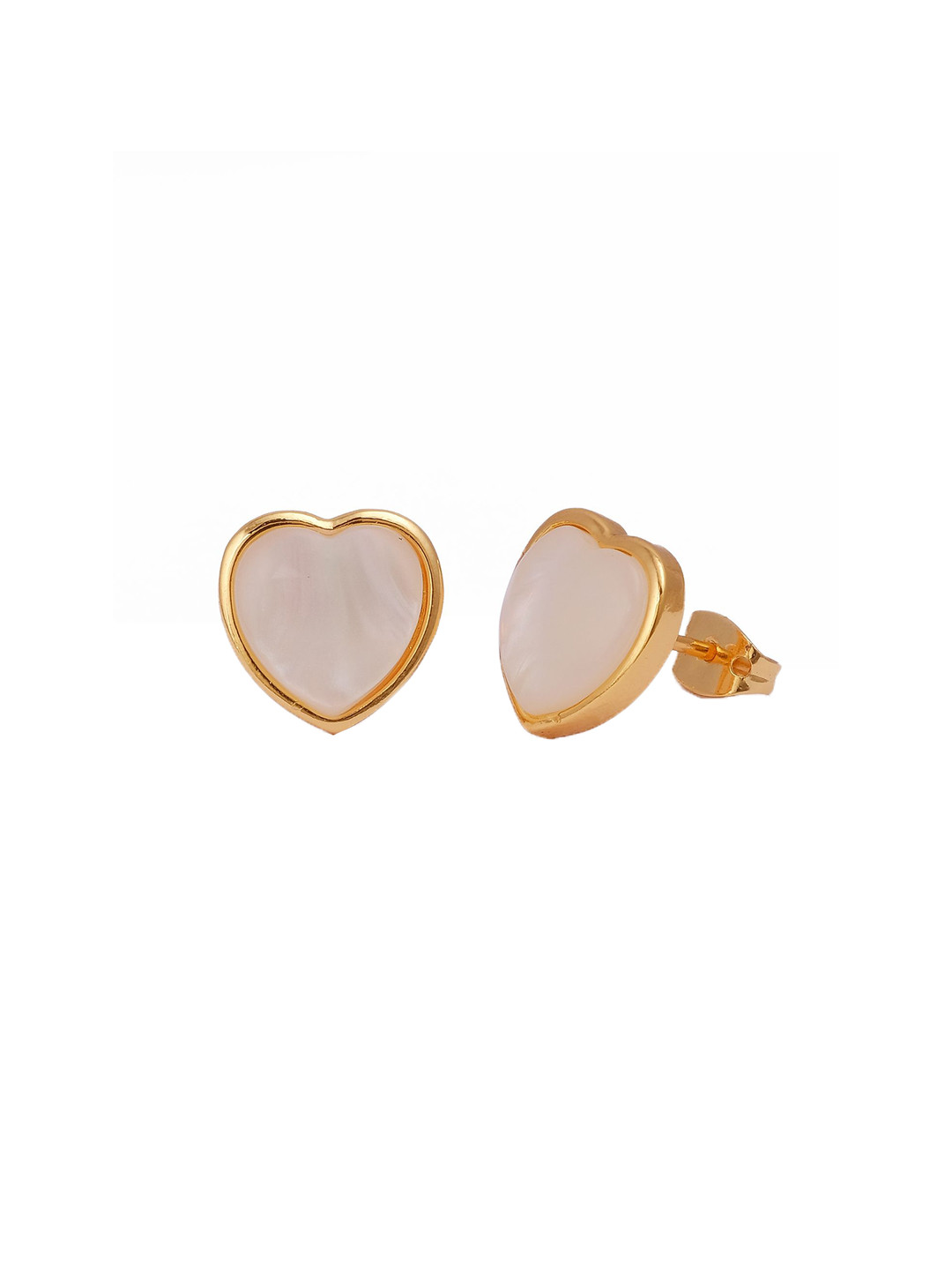 EL JOYERO Gold-Plated Mother Of Pearl Studded Heart Shaped Studs