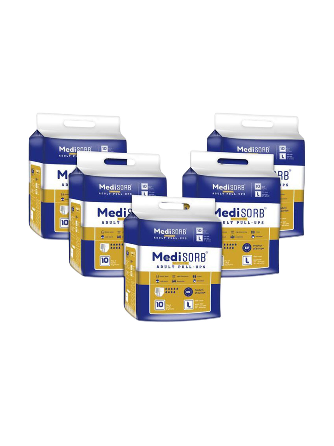 Medisorb Unisex Set Of 5 Adult Pull Ups Diaper Pants - L 10Pcs Each