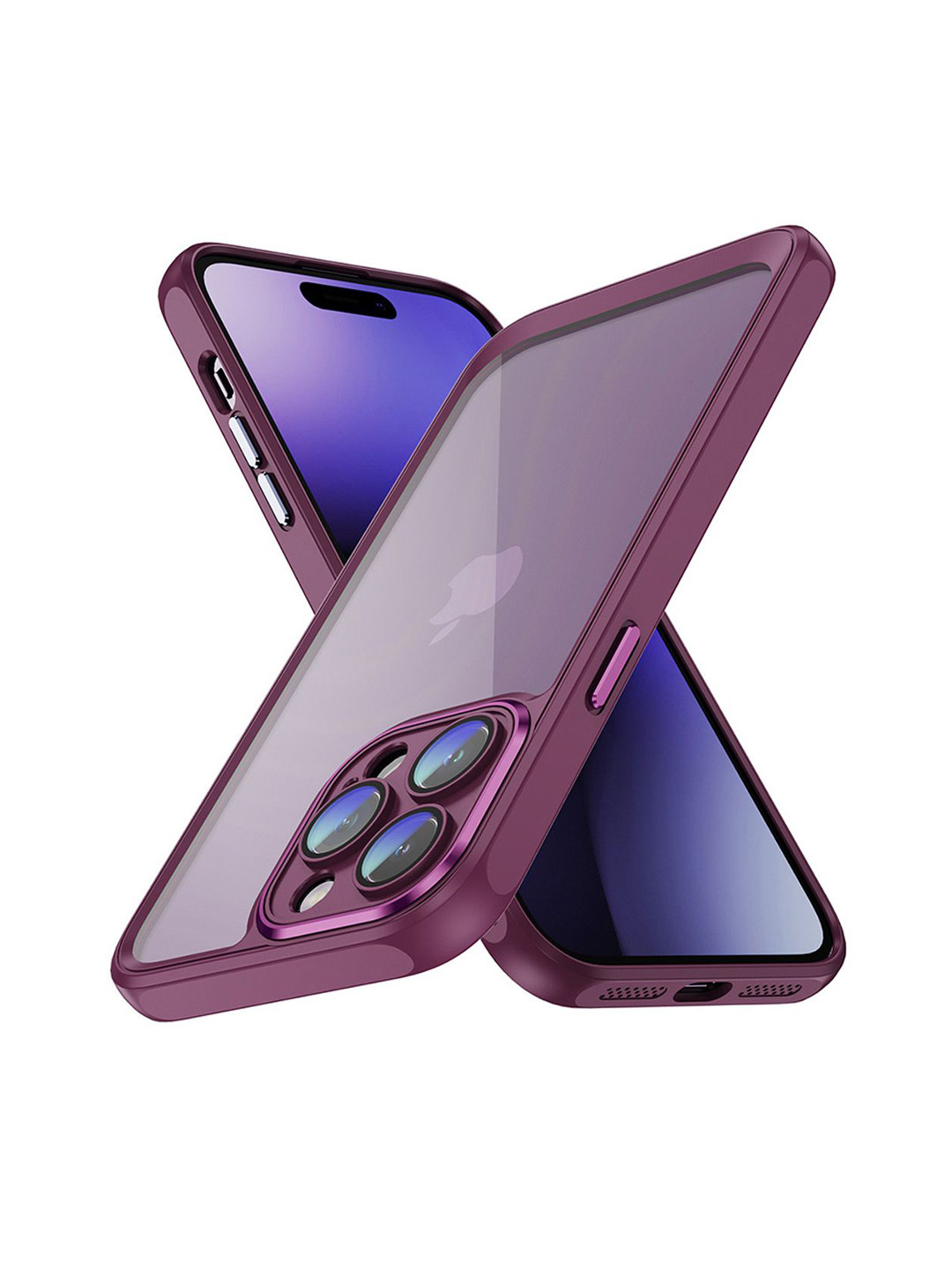 QRIOH iPhone 14 Pro Rose Red Hybrid Clear Case