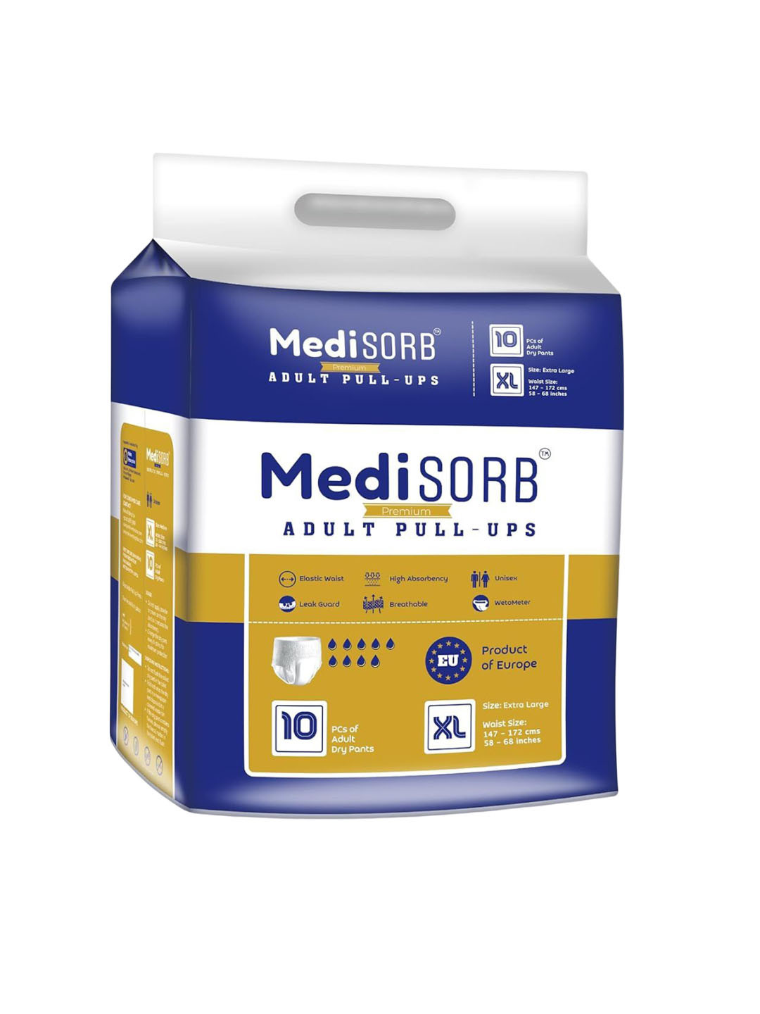 Medisorb Unisex Adult Pull Ups Diapers - XL 10Pcs