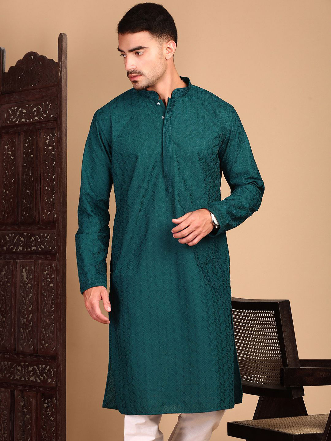 House of Pataudi Chikankari Staright Kurta