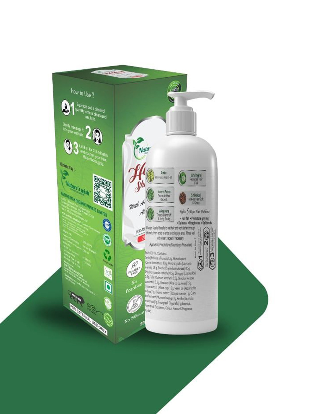 Nature's wish Herbal Shampoo With Amla Neem & Aloe Vera - 200 ml