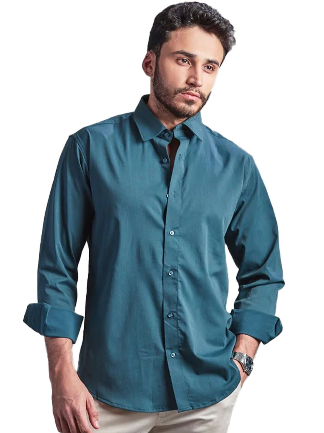 VELLURE Men's FlexEase Tencel Cotton Full Sleeve Shirt