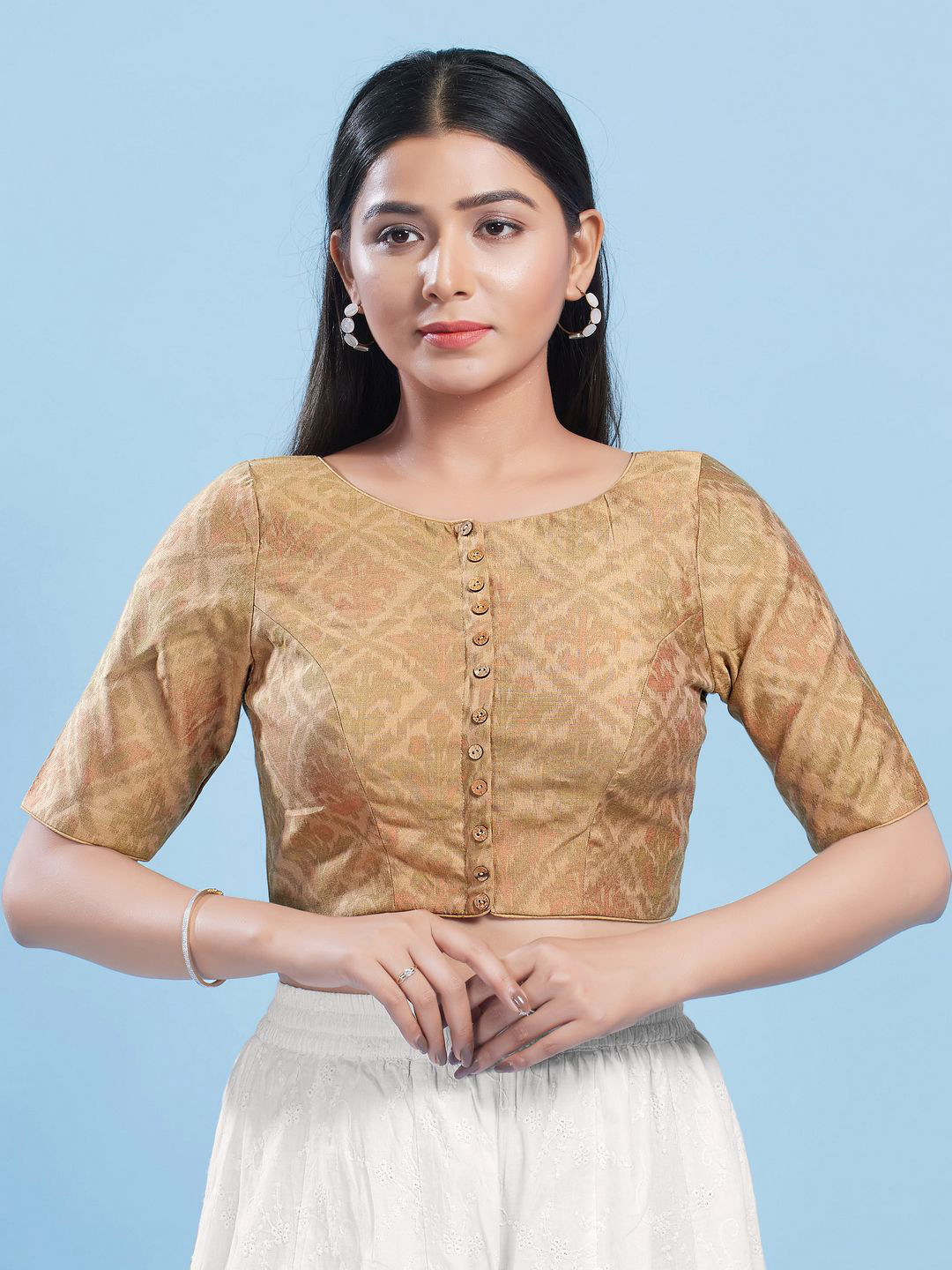 VAMAS - THE DESIGNER BLOUSES  Boat Neck Padded Saree Blouse