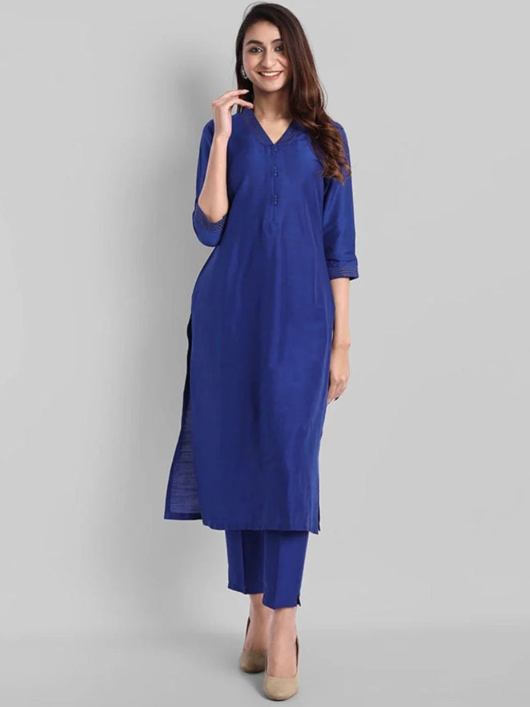 Mera Rang Women Regular Raw Silk Kurta with Trousers