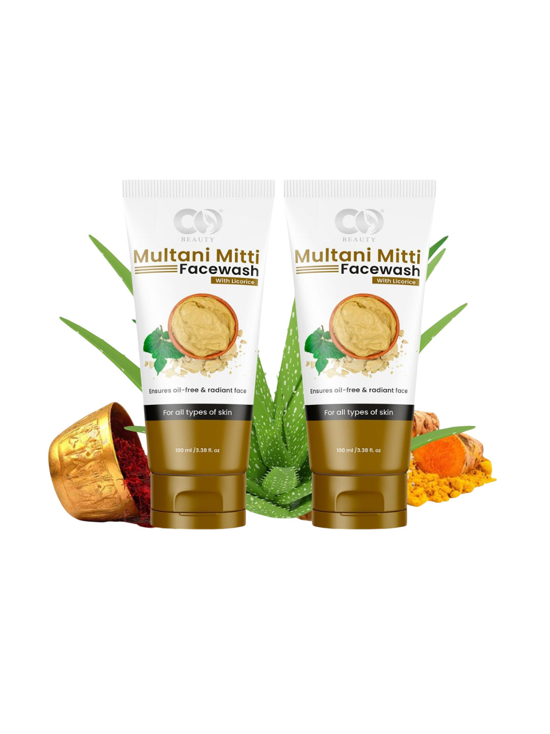 CO BEAUTY Set Of 2 Multani Mitti Face Wash With Licorice For Radiant Skin - 100 ml Each